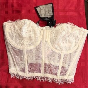Victoria Secret  Lace Longline Bustier Corset Top - Cream